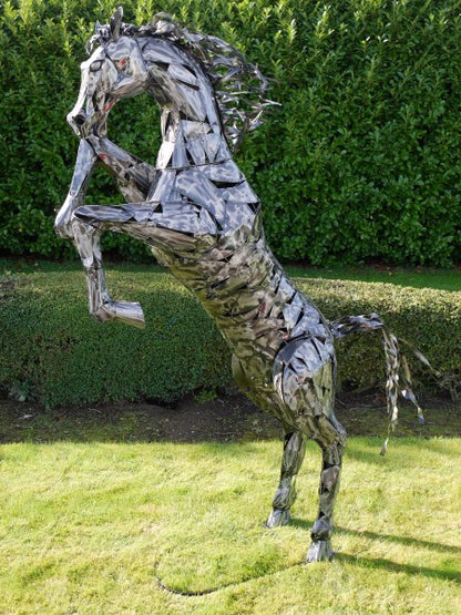 Large Rearing Horse Statue — view 4