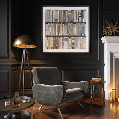 Curated Library Square Framed Art – 90cm – room setting