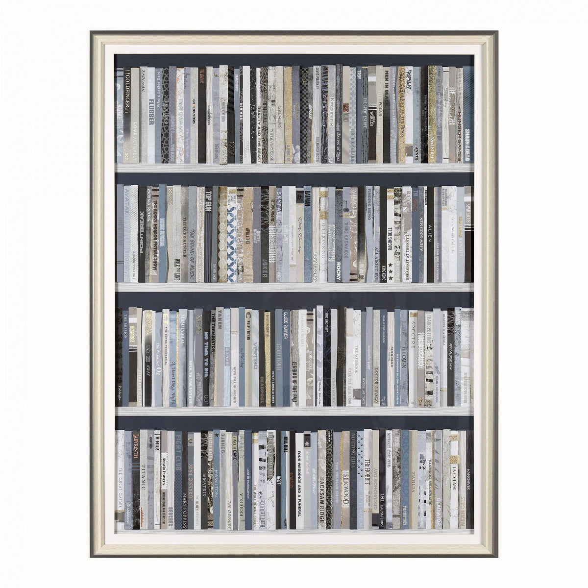 Monochrome Bookcase Framed Art – 102cm – product view
