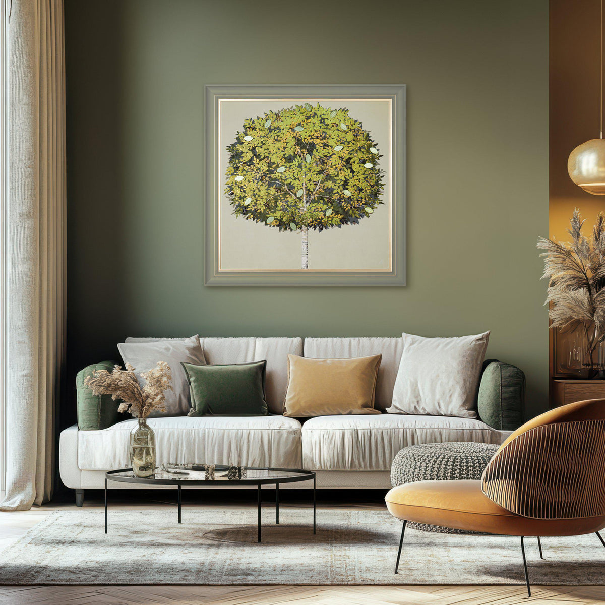 Verdant Tree Study Framed Canvas – 95cm – room setting