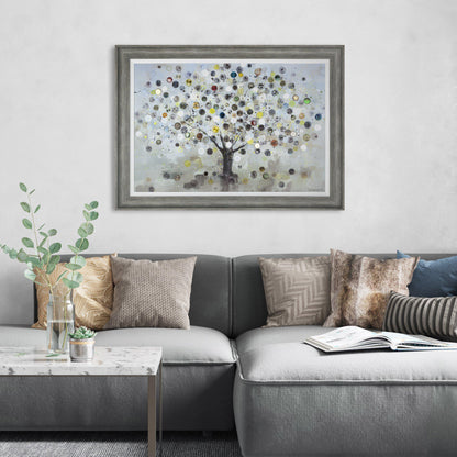 Silvered Celebration Tree Framed Canvas – 115cm – room setting