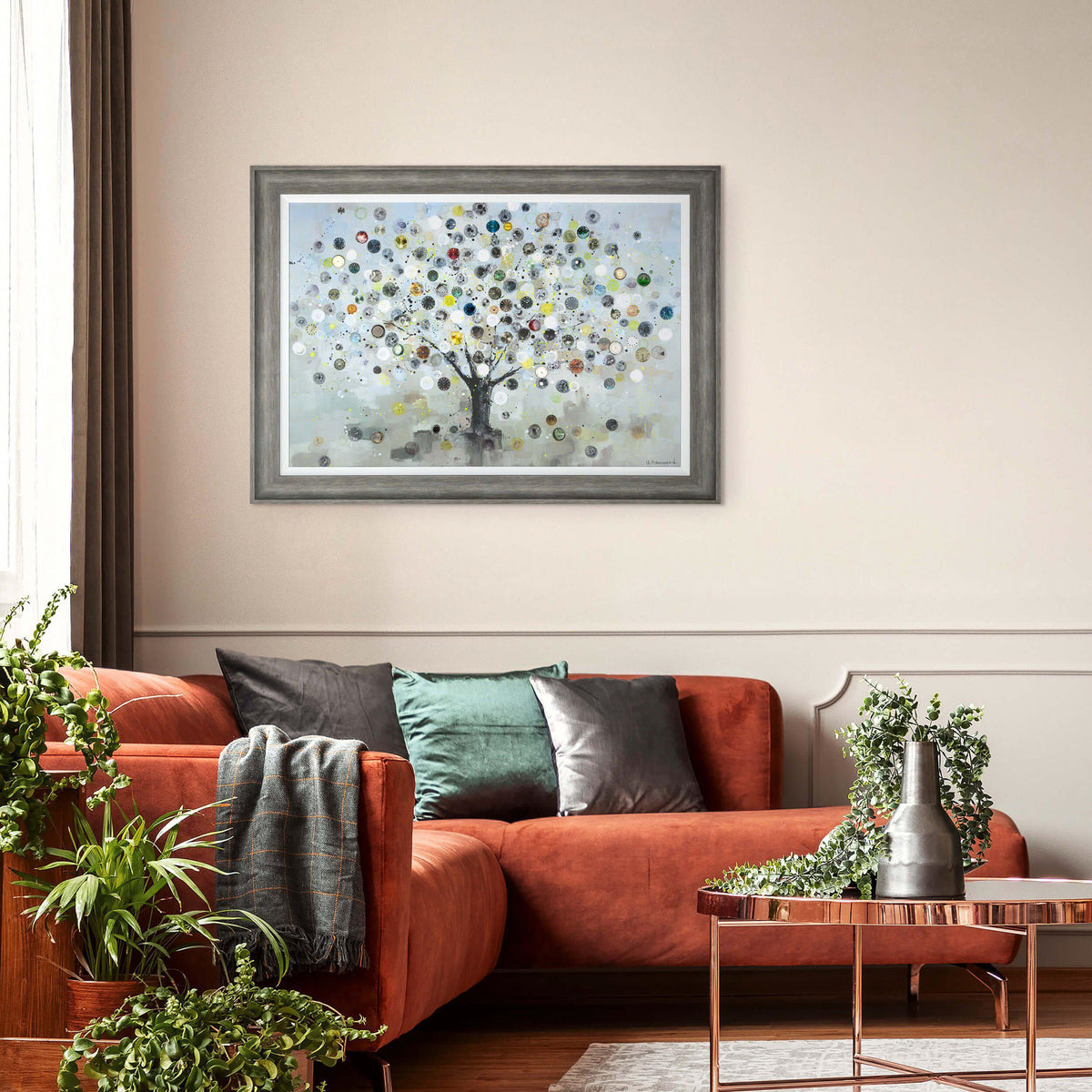 Silvered Celebration Tree Framed Canvas – 115cm – product view