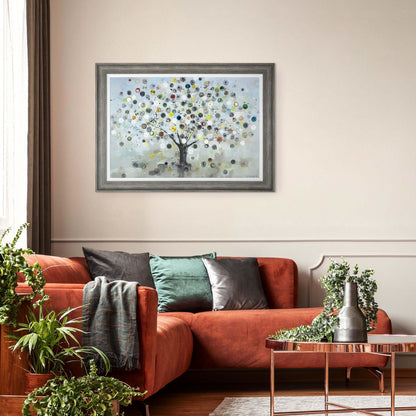 Silvered Celebration Tree Framed Canvas – 115cm – product view