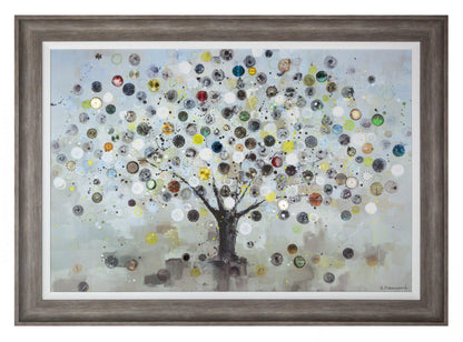 Silvered Celebration Tree Framed Canvas – 115cm – detail view