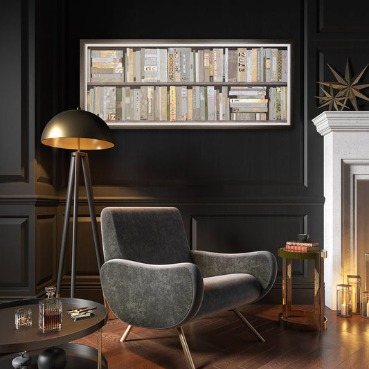 Library Shelf Panorama Framed Art – 122cm – room setting