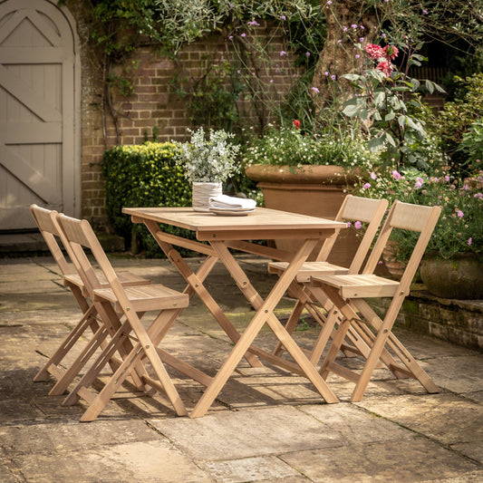 Lindos Folding Garden Dining Set – Natural – room setting