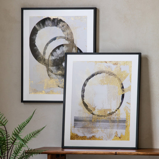 Interlocking Forms Framed Art Pair – room setting