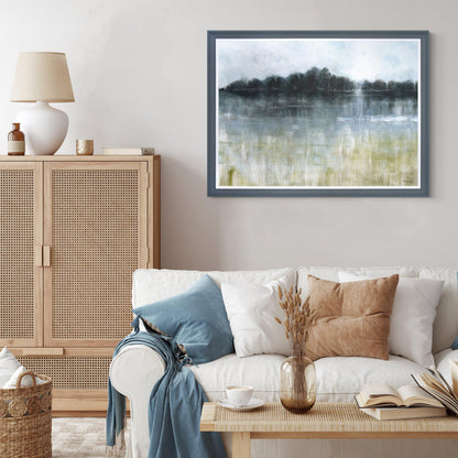 Adrift Framed Abstract Landscape Art – styled setting