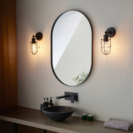 Exeter Bathroom Wall Light – Black – room setting