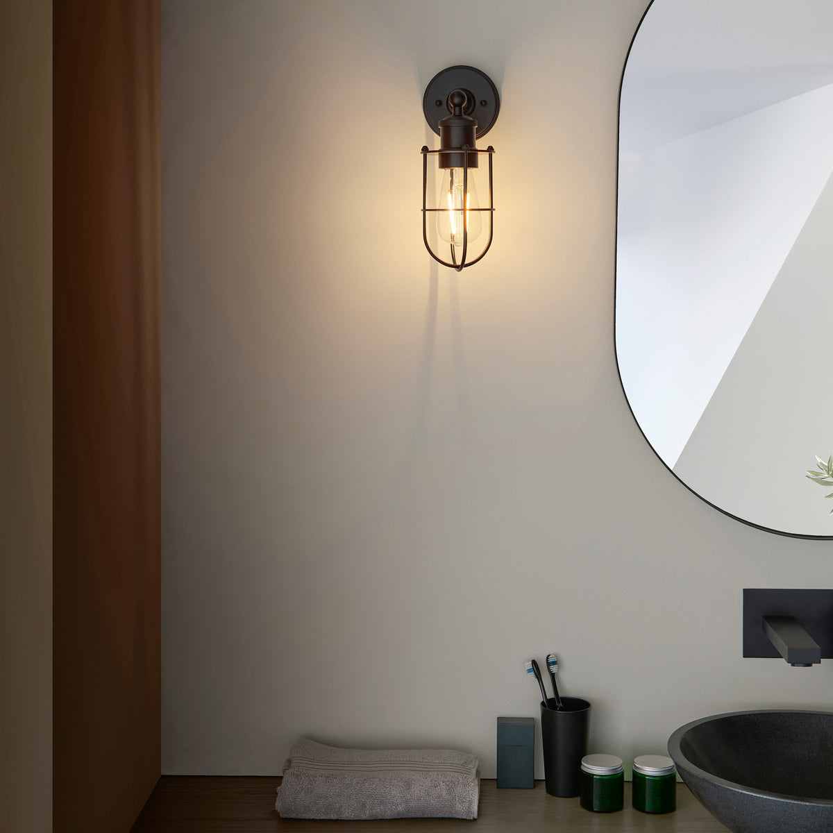 Exeter Bathroom Wall Light – Black – product view