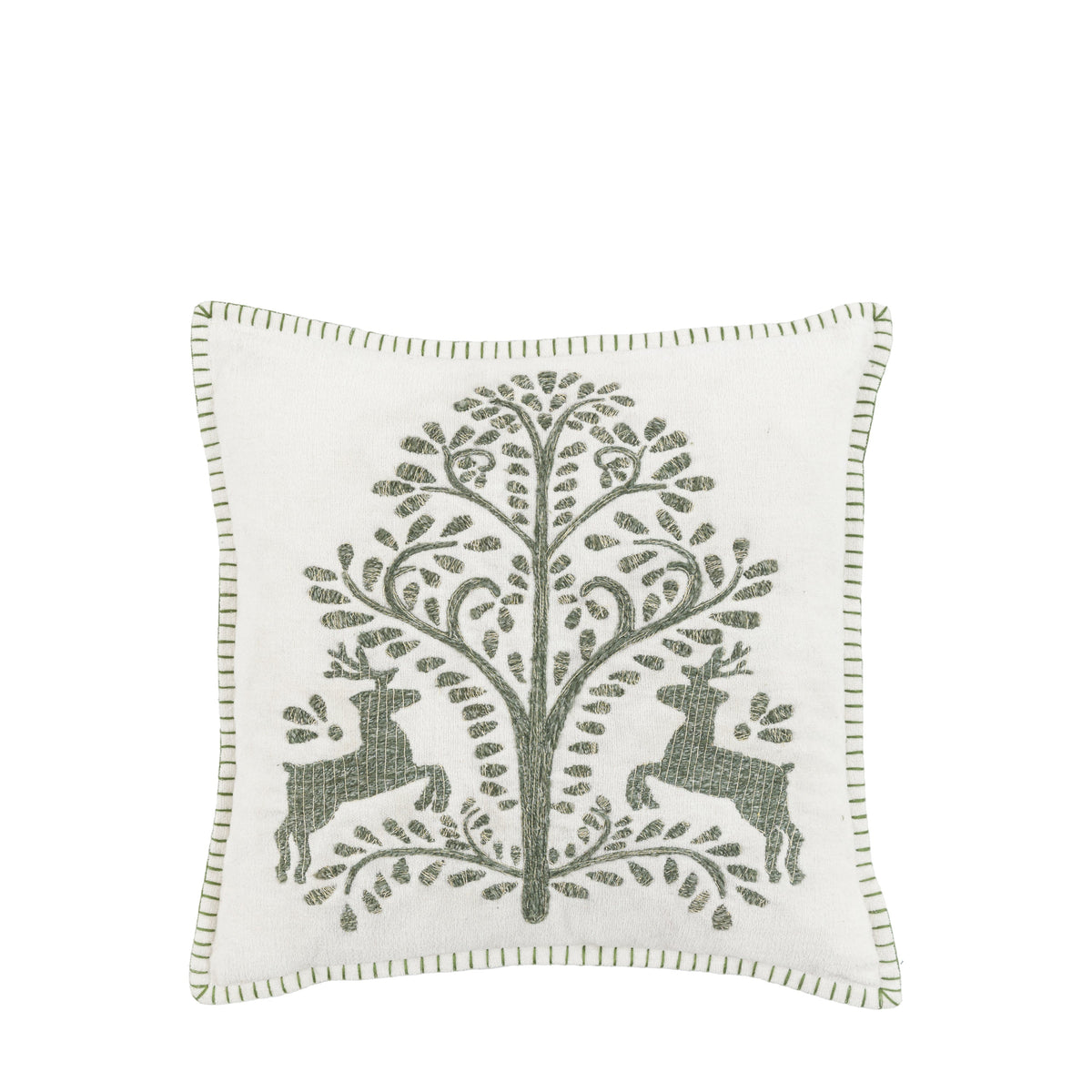 Woodland Tree Scene Embroidered Cushion – product view