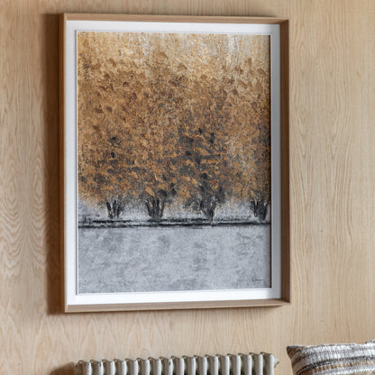Golden Ember Abstract Framed Canvas – 112cm – room setting