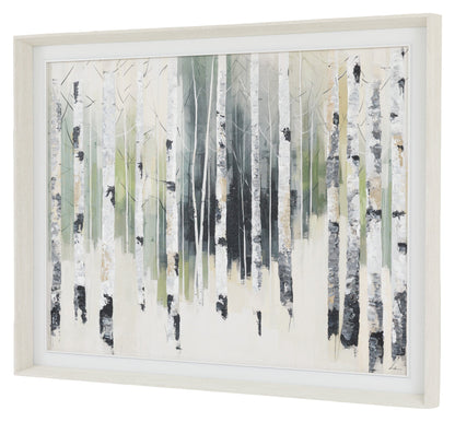 Quiet Birch Abstract Framed Canvas – 107cm – detail view
