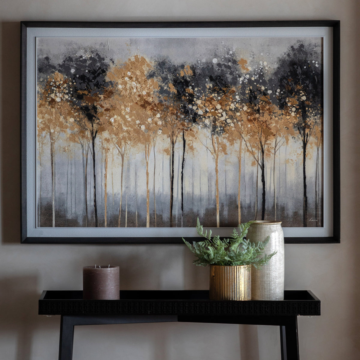 Golden Grove Statement Framed Canvas – 132cm – room setting