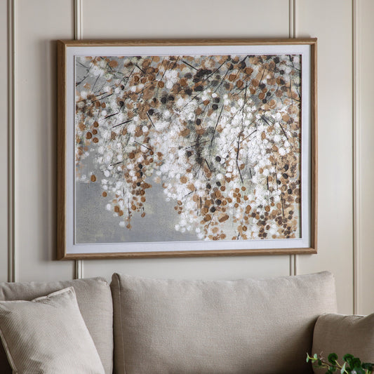 Champagne Blossom Framed Canvas – 113cm – room setting