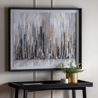 Monochrome Skyline Framed Canvas – 112cm – room setting