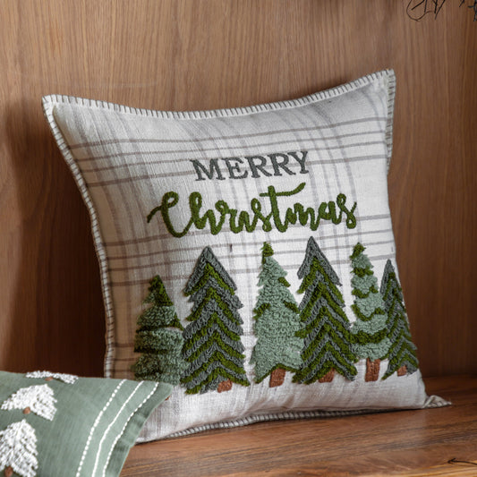 Merry Christmas Trees Cushion – room setting