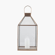 Shiny Brass Metal & Glass Square Lantern — view 1