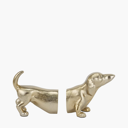 Gold Metal Sausage Dog Book Ends — view 3