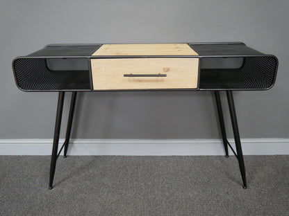 Industrial Home Office Desk – Wood & Black Metal — view 2