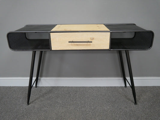 Industrial Home Office Desk – Wood & Black Metal — view 2