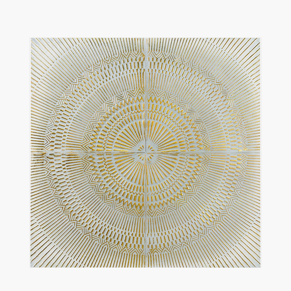 Antique White and Gold Textured Metal Wall Art — view 1