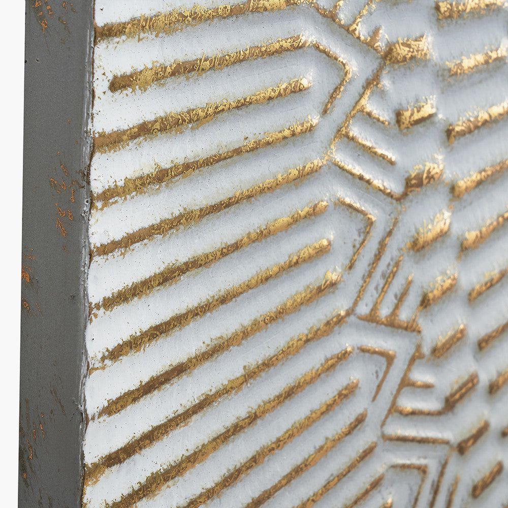 Antique White and Gold Textured Metal Wall Art — view 4