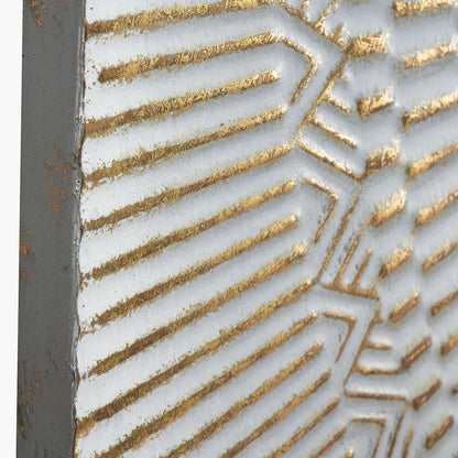 Antique White and Gold Textured Metal Wall Art — view 4
