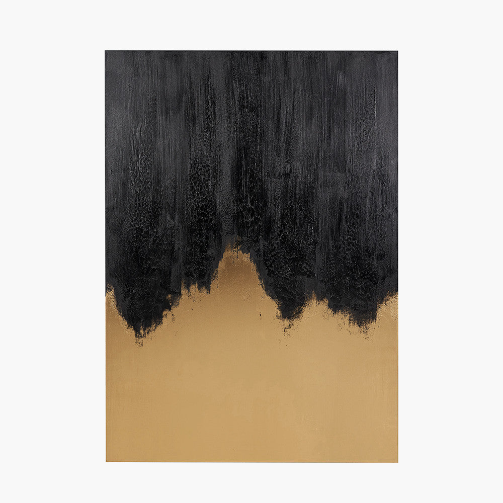 Black & Gold Textured Abstract Canvas — view 1