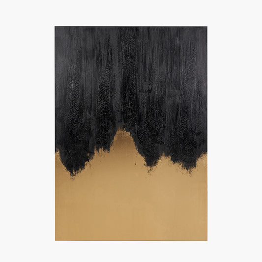 Black & Gold Textured Abstract Canvas — view 1