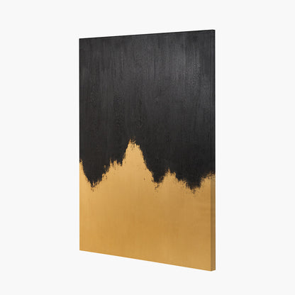 Black & Gold Textured Abstract Canvas — view 2