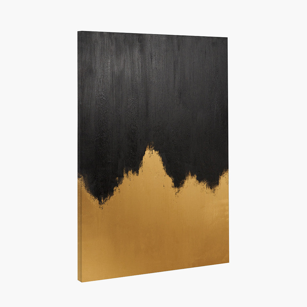 Black & Gold Textured Abstract Canvas — view 3