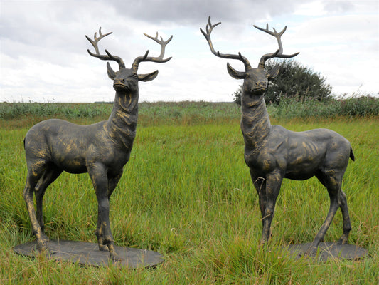 Pair of Standing Stag Statues — view 1