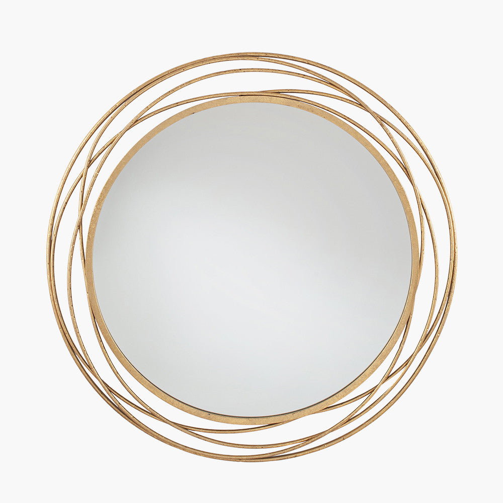 Antique Gold Metal Swirl Round Wall Mirror — view 1