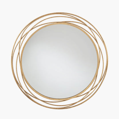 Antique Gold Metal Swirl Round Wall Mirror — view 1