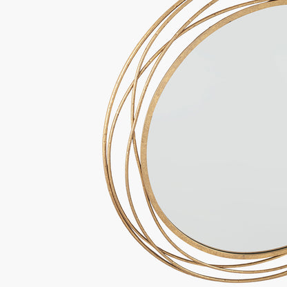 Antique Gold Metal Swirl Round Wall Mirror — view 2