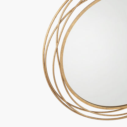 Antique Gold Metal Swirl Round Wall Mirror — view 3