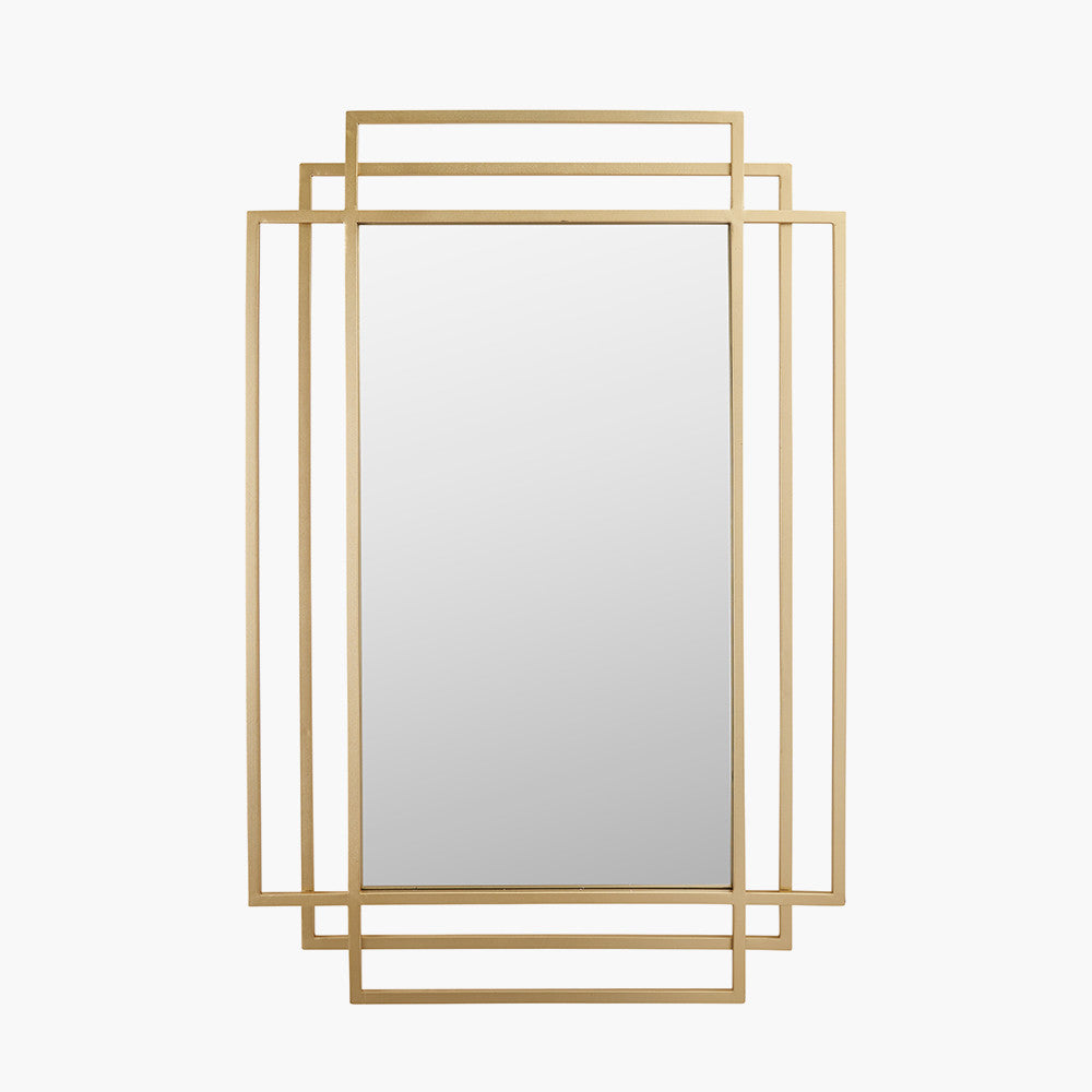 Gold Metal Art Deco Rectangular Wall Mirror — view 1
