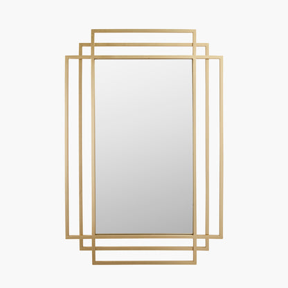 Gold Metal Art Deco Rectangular Wall Mirror — view 1