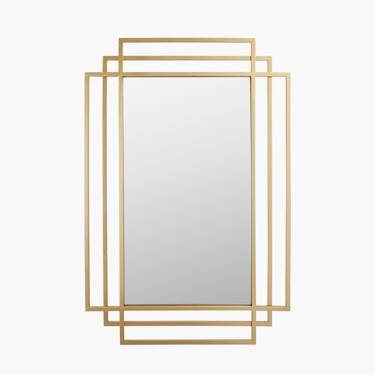 Gold Metal Art Deco Rectangular Wall Mirror — view 1