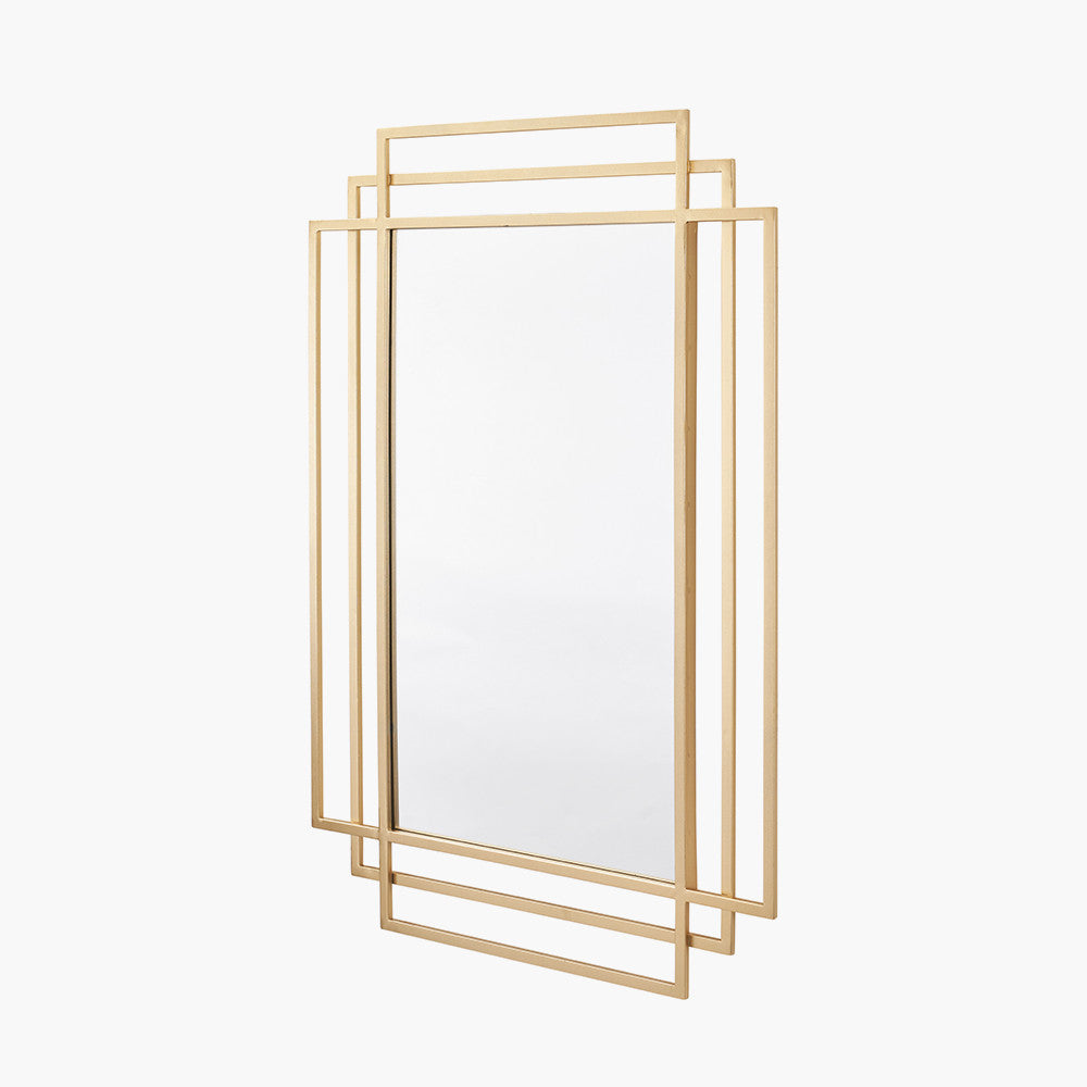 Gold Metal Art Deco Rectangular Wall Mirror — view 2