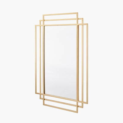 Gold Metal Art Deco Rectangular Wall Mirror — view 2