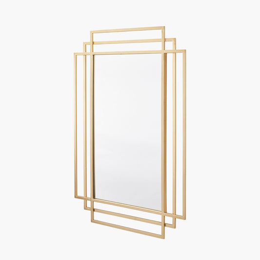 Gold Metal Art Deco Rectangular Wall Mirror — view 2