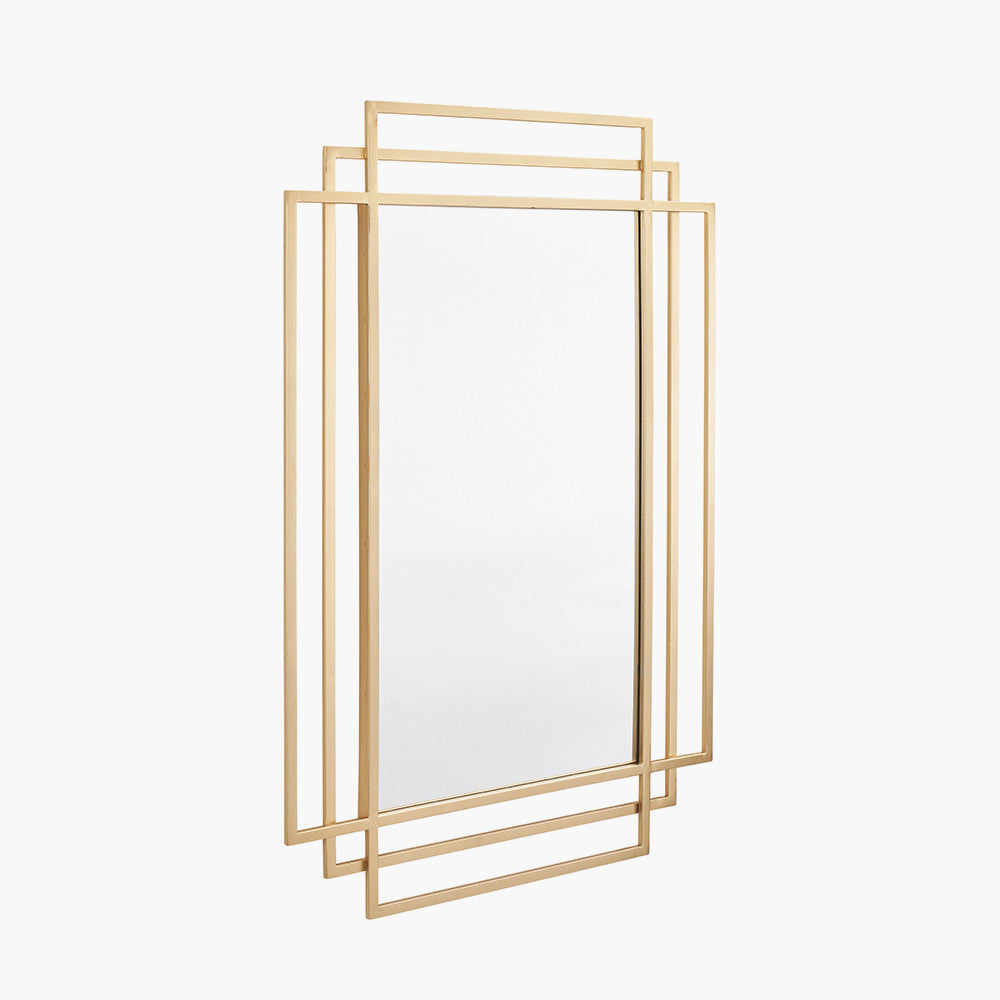 Gold Metal Art Deco Rectangular Wall Mirror — view 3