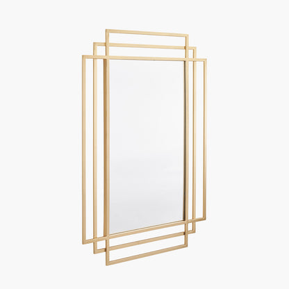 Gold Metal Art Deco Rectangular Wall Mirror — view 3