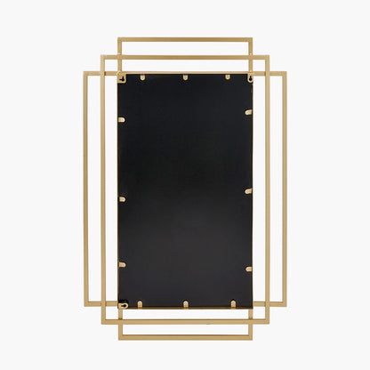 Gold Metal Art Deco Rectangular Wall Mirror — view 4