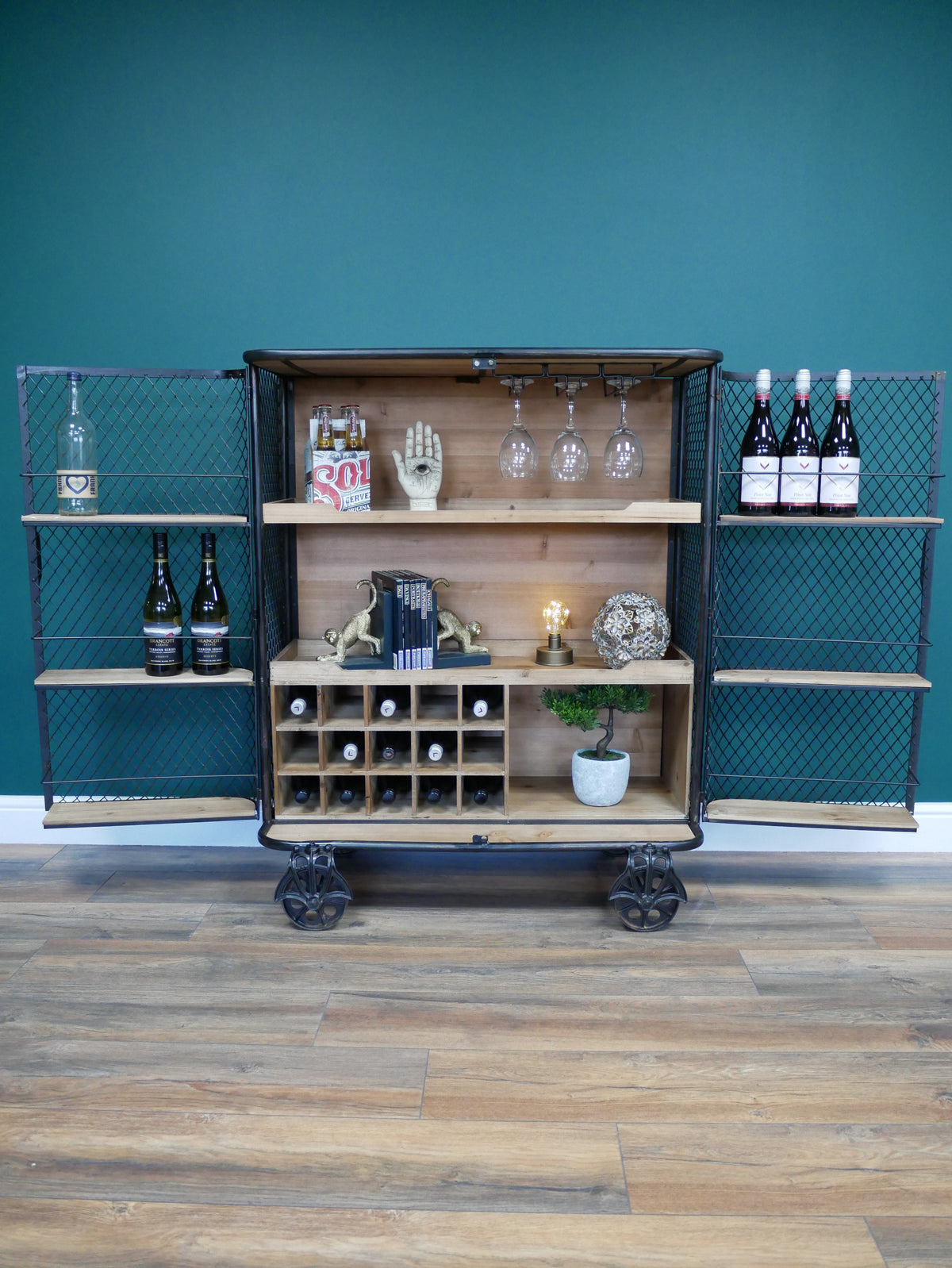 Industrial Bar Cabinet – Wine Rack & Glass Storage — view 1