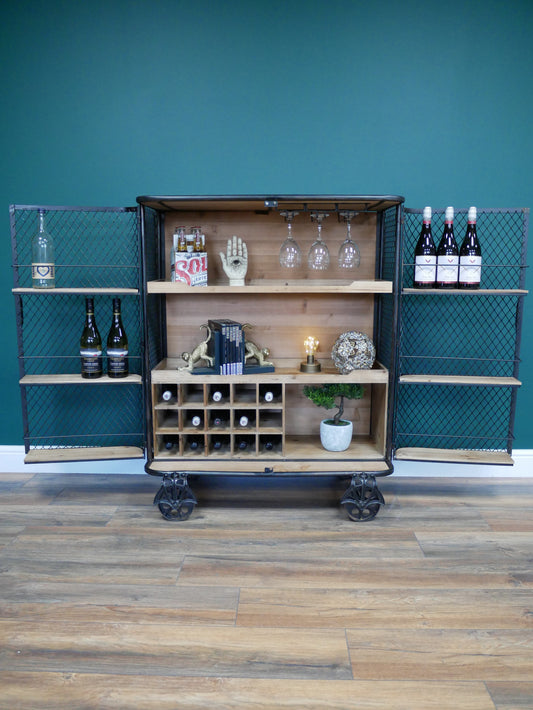 Industrial Bar Cabinet – Wine Rack & Glass Storage — view 1