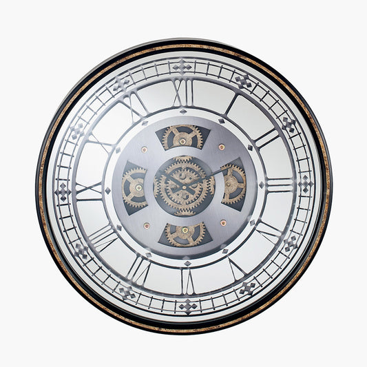 Antique Gold & Mirror Working Cog Wall Clock — view 1