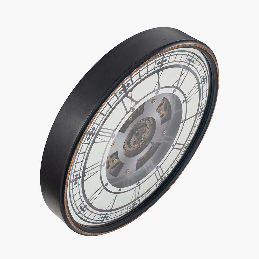 Antique Gold & Mirror Working Cog Wall Clock — view 2